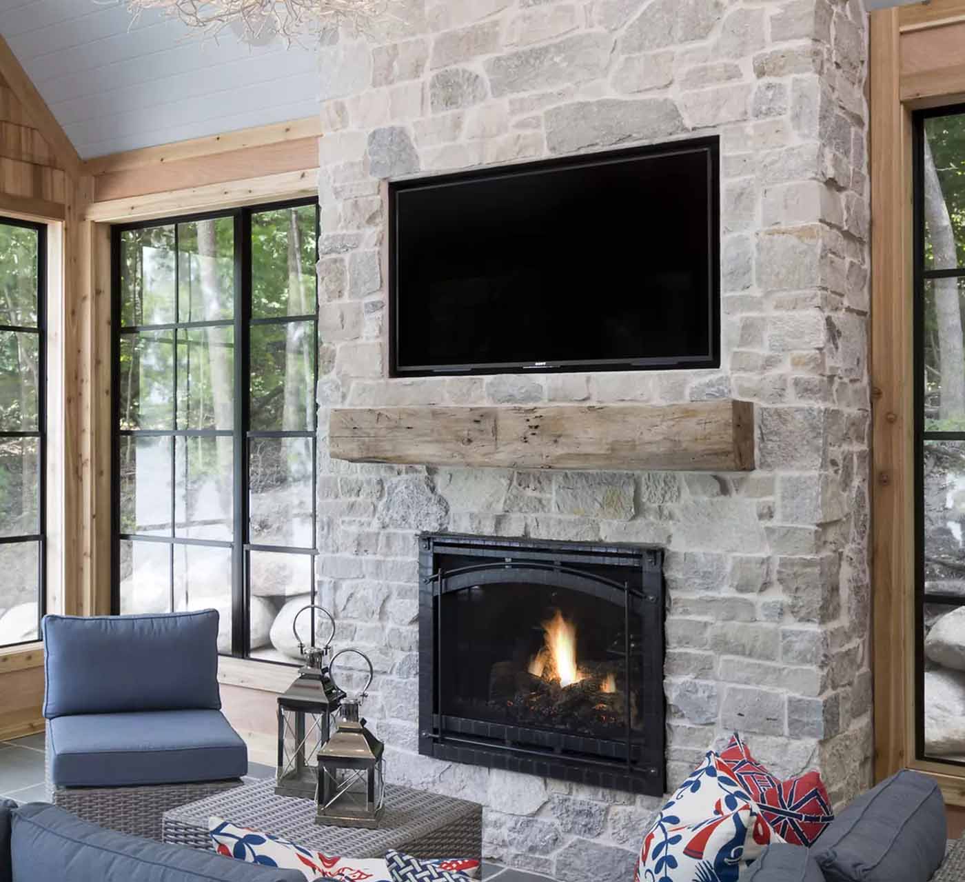 built-in fireplace